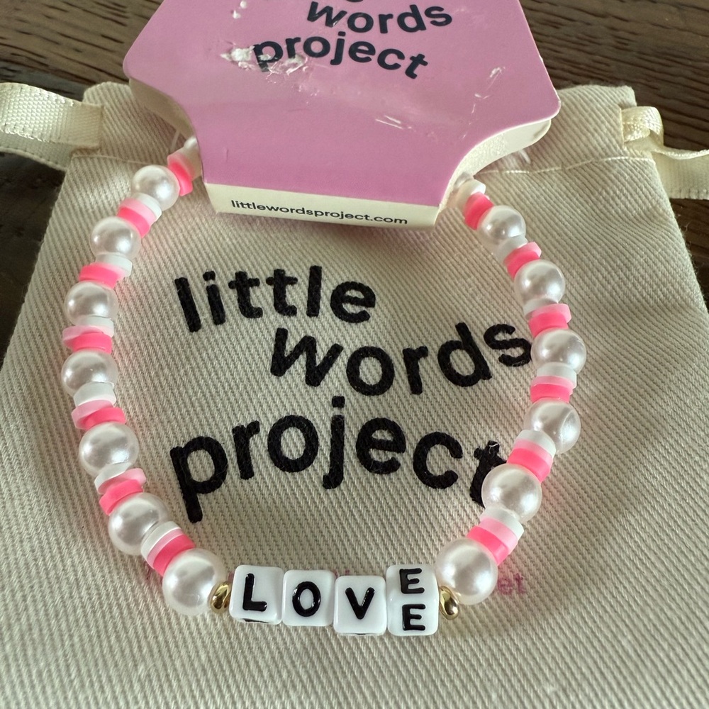 Little Words Project Pink and White Bracelet - Picture 3 of 3